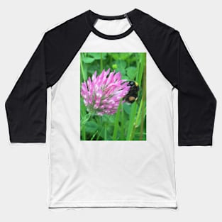 Busy Bumble Bee on a Four Leaf Lucky Clover Baseball T-Shirt